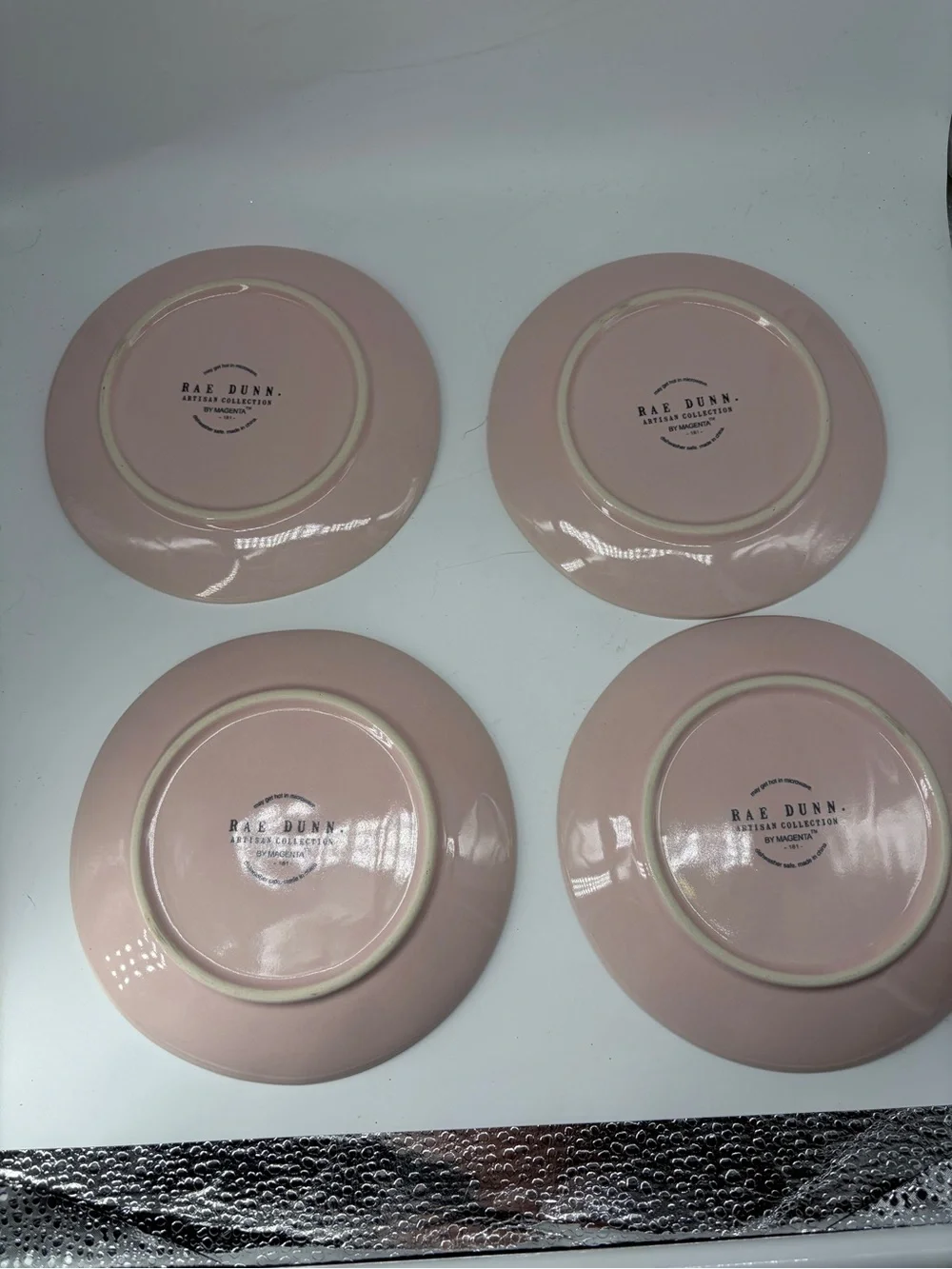 Rae Dunn Pink 'Cherry On Top' Dessert Plates - Red Cherry Design 6”
